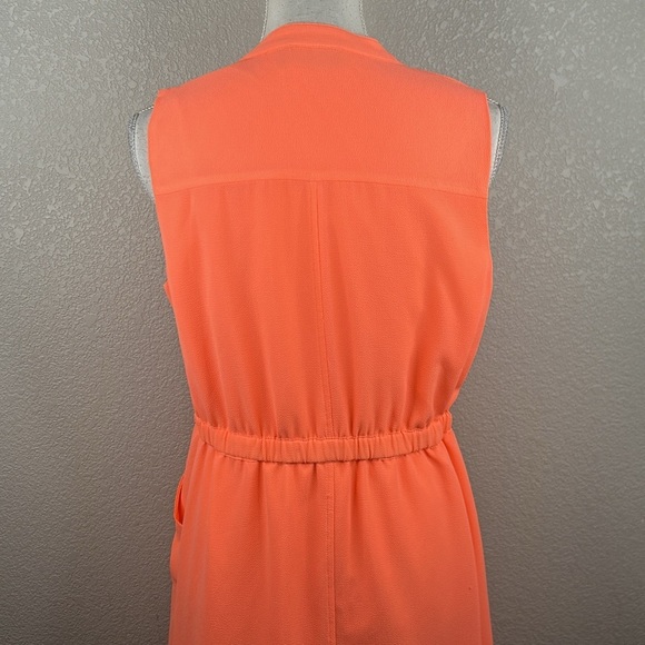 Apt. 9 Neon Orange Summer Vacation Casual V-neck Front Tie Dress Size Medium - Picture 5 of 8